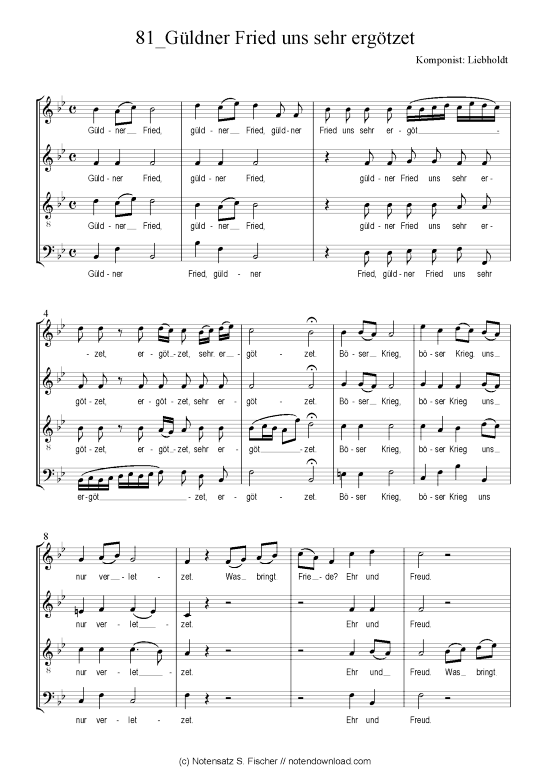 G ldner Fried uns sehr erg tzet (Gemischter Chor) (Gemischter Chor) von Liebholdt Motette 1661
