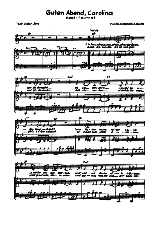 Guten Abend Carolina (Klavier + Gesang) (Klavier Gesang  Gitarre) von Theo-Schumann-Combo