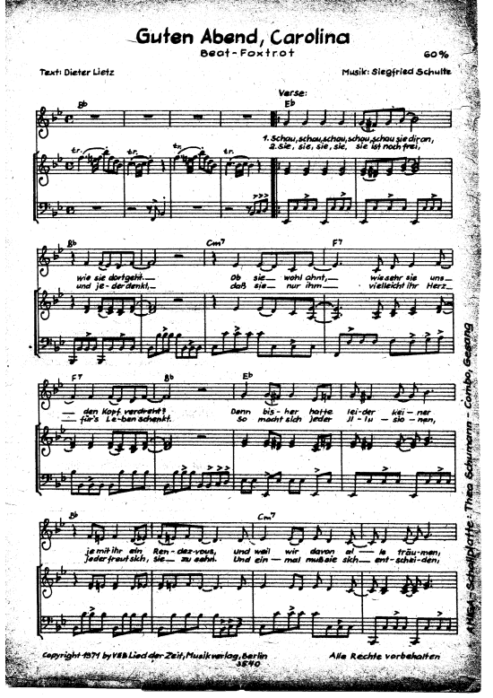 Guten Abend Carolina (Klavier Gesang  Gitarre) von Theo Schumann Combo 