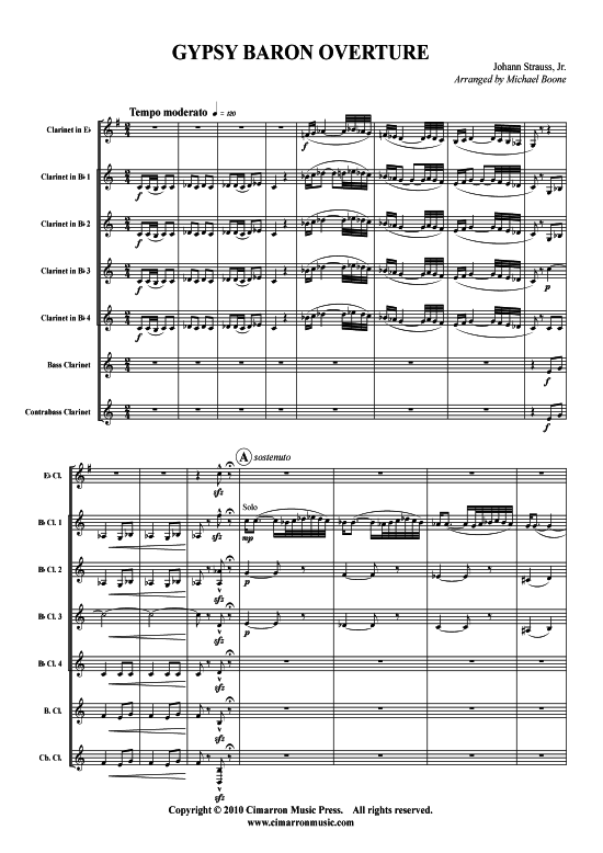 Gypsy Baron Overture (Klarinetten-Chor) (Ensemble (Holzbl ser)) von Johann Strauss