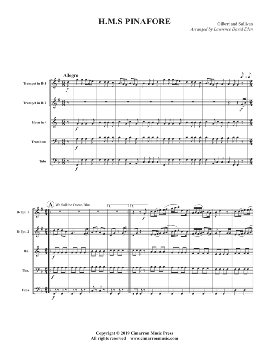 H.M.S. Pinafore (Blechbl auml ser Quintett) (Quintett (Blech Brass)) von Gilbert Sullivan