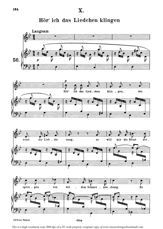 H ouml r acute ich das Liedchen klingen Op.48 No.10 (Gesang mittel + Klavier) (Klavier  Gesang mittel) von Robert Schumann