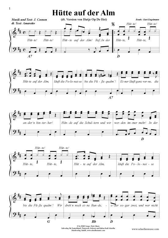 H uuml tte auf der Alm (Klavier + Gesang) (Klavier Gesang  Gitarre) von Mickie Krause