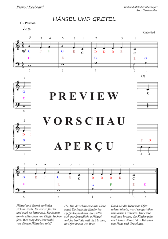 H nsel und Gretel (Vers.2) (Piano  Keyboard) (Klavier einfach) (Klavier einfach) von Traditional