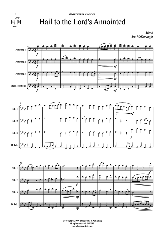 Hail to the Lords Annointed (Posaunen-Quartett) (Quartett (Posaune)) von Monk