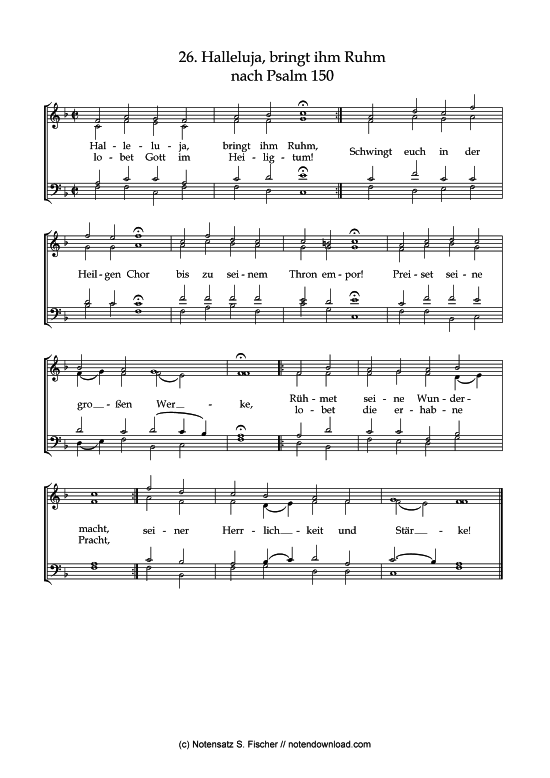 Halleluja bringt ihm Ruhm (Gemischter Chor) (Gemischter Chor) von Psalme des Kantons Schaffhausen (1867)