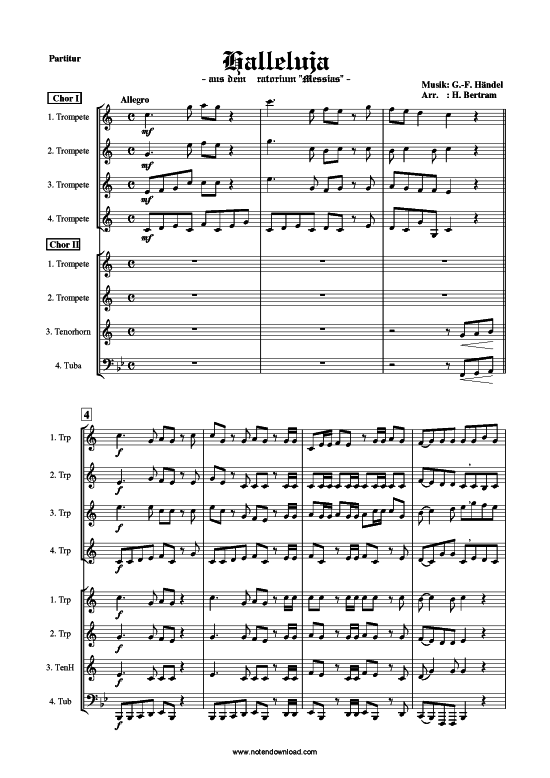 Halleluja-Chor (Blechbl serquartett + Trompetenquartett) (Oktett) von G. F. H ndel (Doppelchor aus Messias)