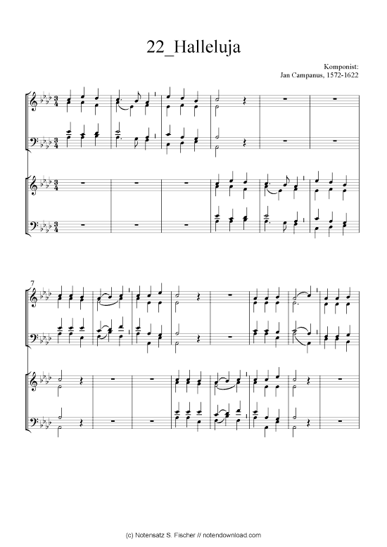 Halleluja (Quartett in C) (Quartett (4 St.)) von Jan Campanus 1572-1622