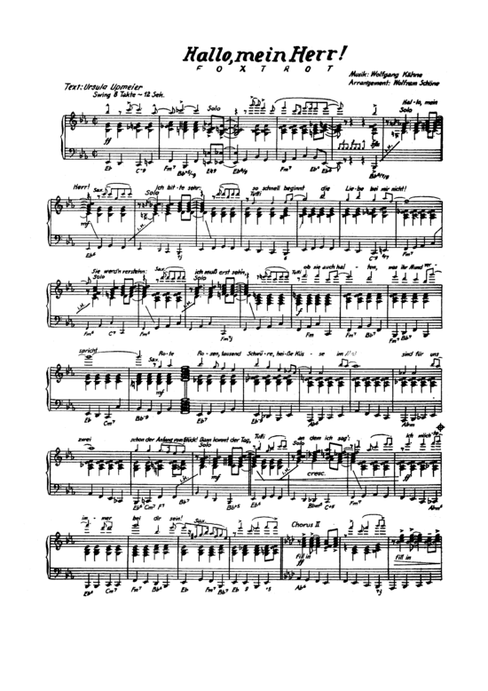 Hallo mein Herr (Klavier-Begleitung mit Melodie-Stichnoten) (Klavier Solo) von Christel Schulze 