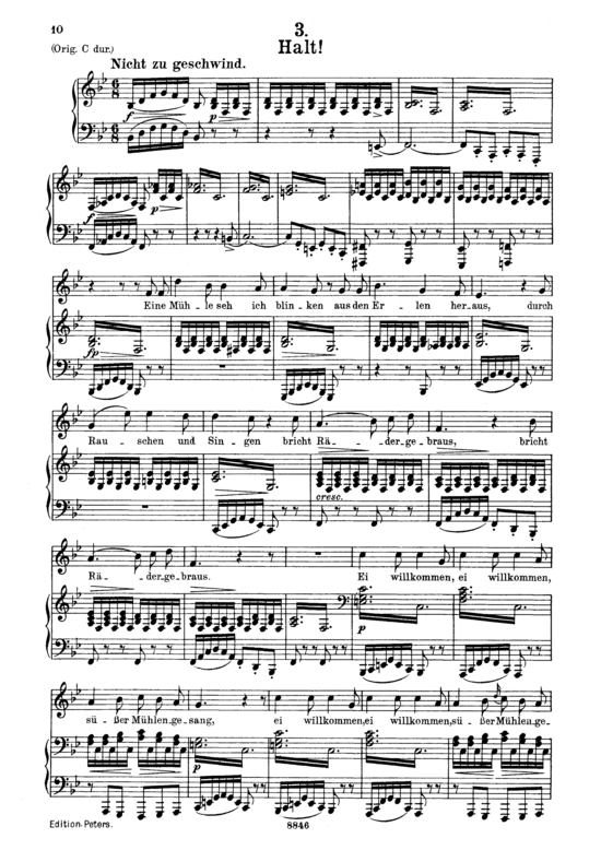 Halt D.795-3 (Die Sch ouml ne M uuml llerin) (Gesang mittel + Klavier) (Klavier  Gesang mittel) von Franz Schubert
