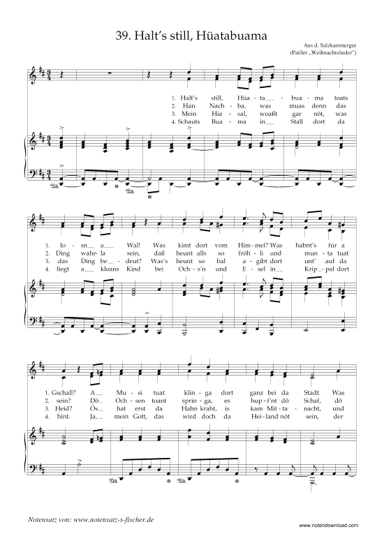 Halt s still H atabuama (Klavier + Gesang) (Klavier  Gesang) von Weihnachtslied aus d. Salzkammergut