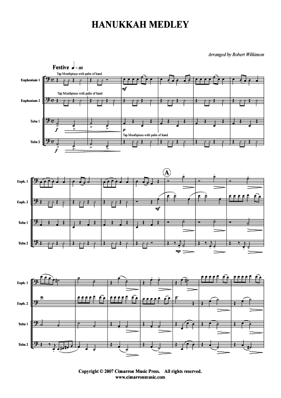 Hanukkah Medley (Tuba Quartett 2x Bariton 2xTuba) (Quartett (Tuba)) von Traditional
