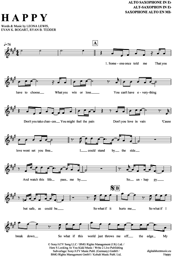 Happy (Alt-Sax) (Alt Saxophon) von Leona Lewis