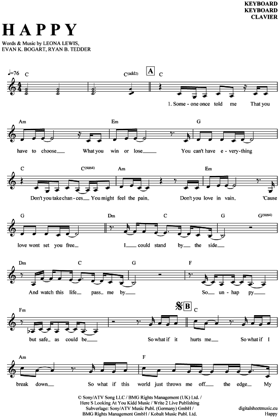 Happy (Keyboard) (Keyboard) von Leona Lewis
