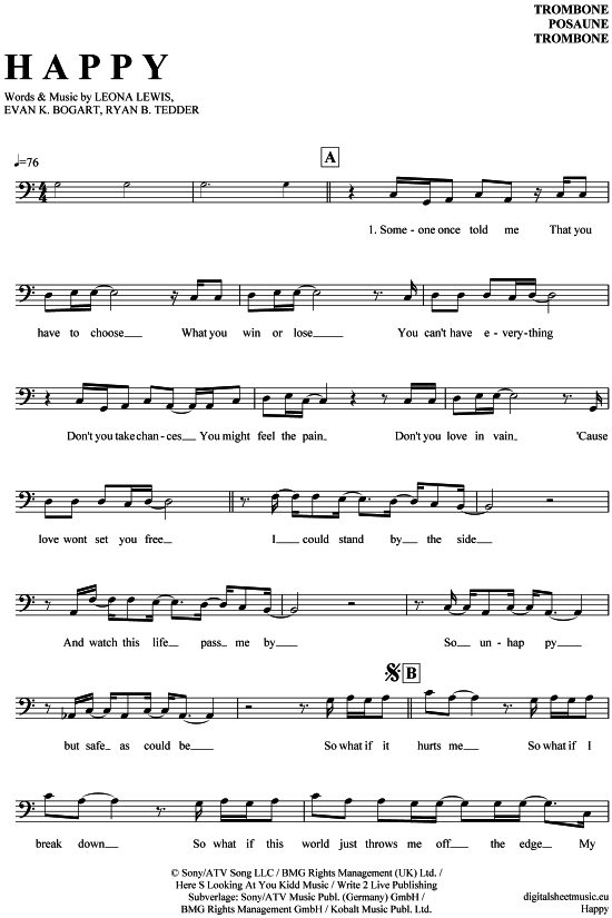 Happy (Posaune  Bariton) (Posaune) von Leona Lewis
