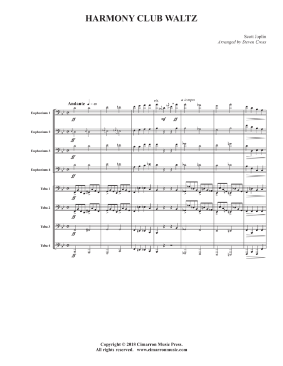 Harmony Club Waltz (Tuba Ensemble EEEETTTT) (Ensemble (Tuba)) von Scott Joplin