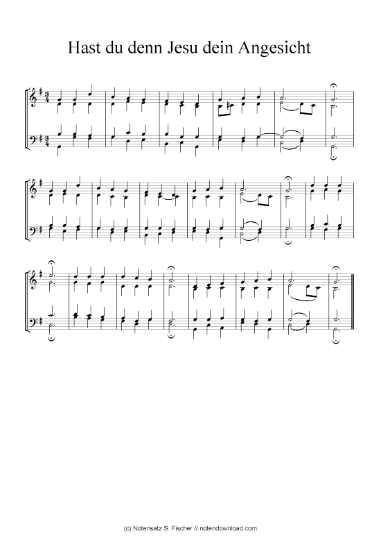 Hast du denn Jesu dein Angesicht (Klavier Solo) (Klavier Solo) von Johann Ch. G. Stade (Hrsgb.) 1830