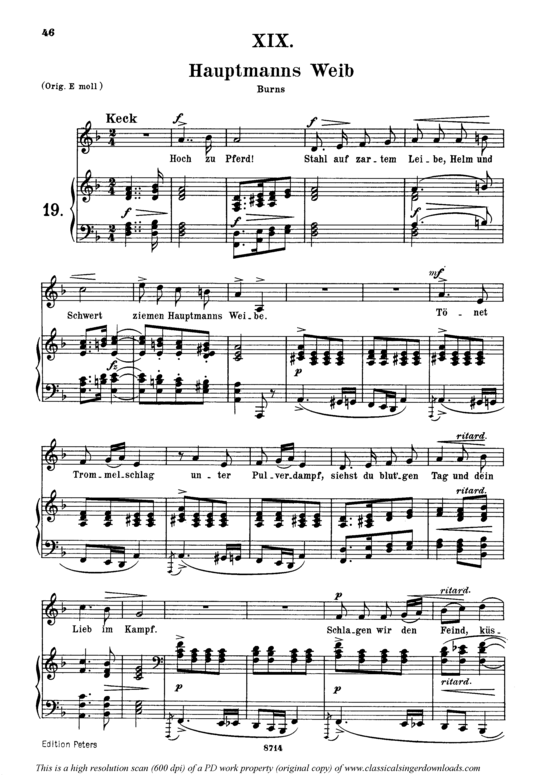 Hauptmanns Weib Op.25 No.19 (Gesang mittel + Klavier) (Klavier  Gesang mittel) von Robert Schumann