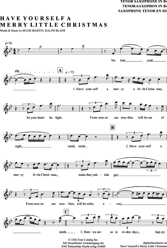 Have Yourself A Merry Little Christmas (Tenor-Sax) (Tenor Saxophon) von Sarah Connor