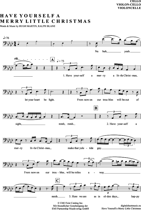 Have Yourself A Merry Little Christmas (Violon-Cello) (Violoncello) von Sarah Connor
