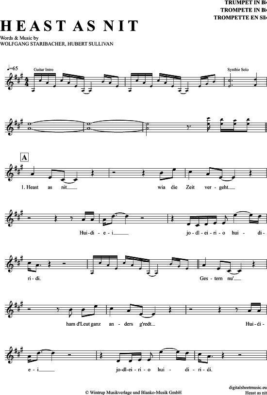 Heast As Nit (Trompete in B) (Trompete) von Hubert von Goisern