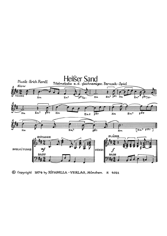 Heisser Sand (Gesang) (Gesang  Akkorde) von Erich Ferstl