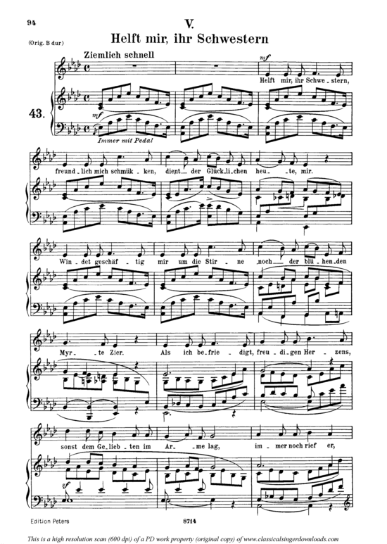 Helft mir ihr Schwestern Op.42 No.5 (Gesang mittel + Klavier) (Klavier  Gesang mittel) von Robert Schumann