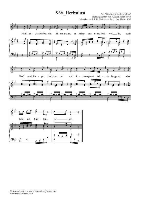 Herbstlust (Klavier + Gesang) (Klavier  Gesang) von Text Joh. Heinr. Vo 