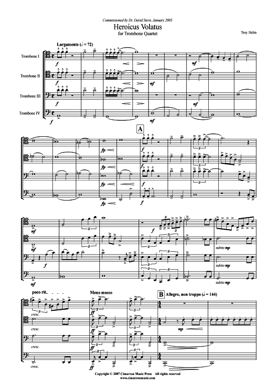 Heroicus Volatus (Posaunen-Quartett) (Quartett (Posaune)) von Troy Helm