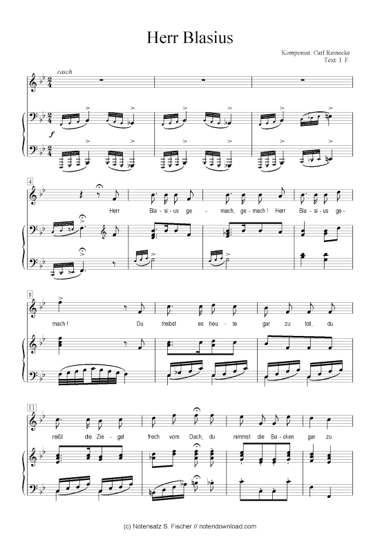 Herr Blasius (Klavier + Gesang) (Klavier  Gesang) von Carl Reinecke  I. F.