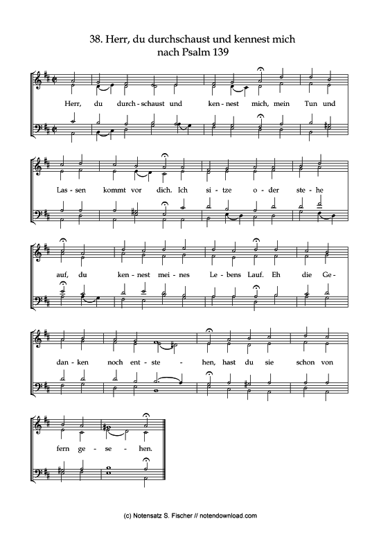 Herr du durchschaust und kennest mich (Gemischter Chor) (Gemischter Chor) von Psalme des Kantons Schaffhausen (1867)