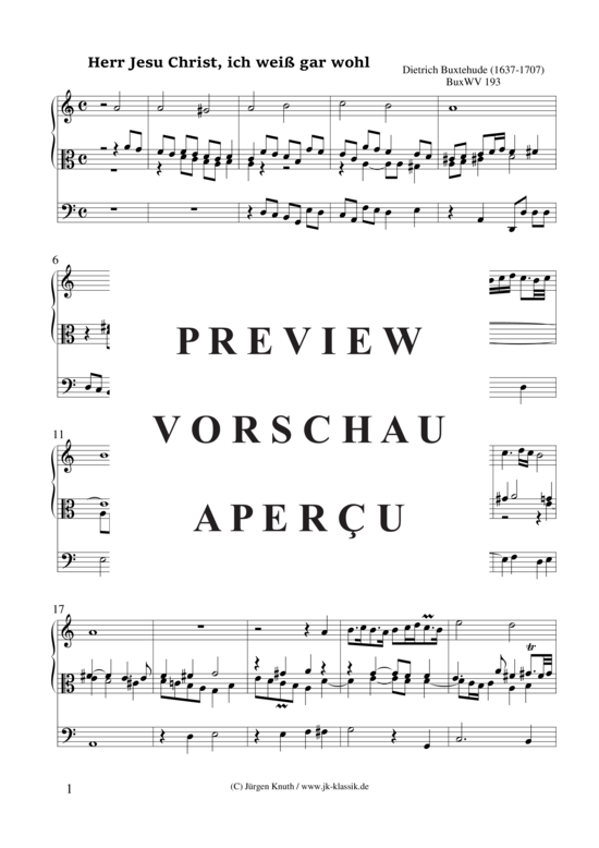 Herr Jesu Christ ich wei gar wohl (BuxWV 193 VTB) (Orgel Solo) (Orgel Solo) von Dietrich Buxtehude