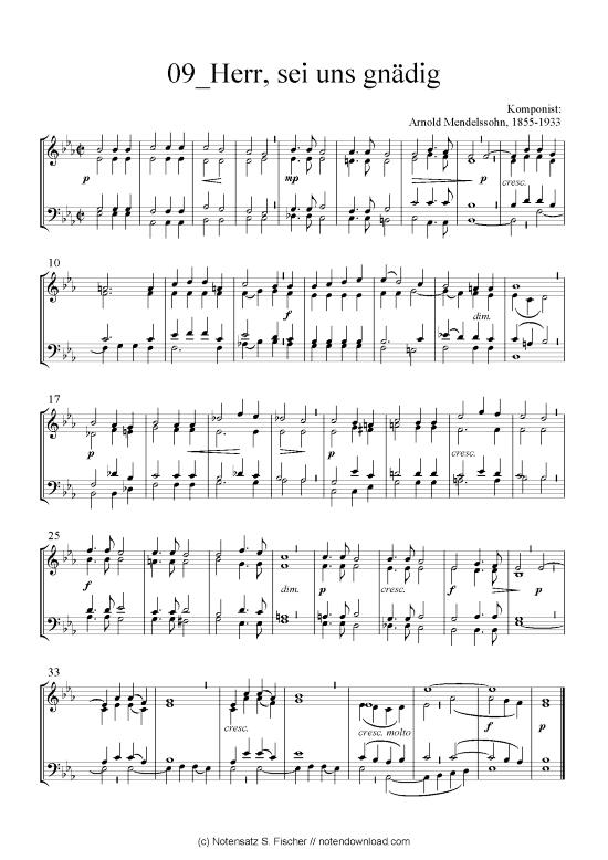 Herr sei uns gn dig (Quartett in C) (Quartett (4 St.)) von Arnold Mendelssohn 1855-1933