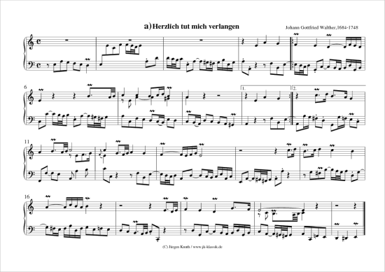 Herzlich tut mich verlangen (Variante A) (Klavier Cembalo Orgel Solo) (Klavier Solo) von Johann Gottfried Walther