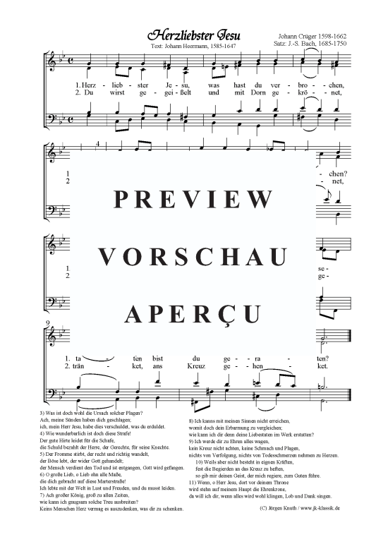 Herzliebster Jesu (Gemischter Chor) (Gemischter Chor) von Johann Cr ger (1598  1662) Satz J.-S.Bach 1685-1750