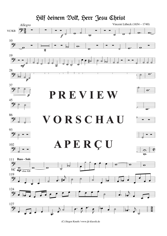 Hilf deinem Volk Herr Jesu Christ (Choralkantate) (Cello Kontrabass) (Gemischter Chor Streicher + Orgel) (Gemischter Chor Streicher Orgel) von Vincent L beck