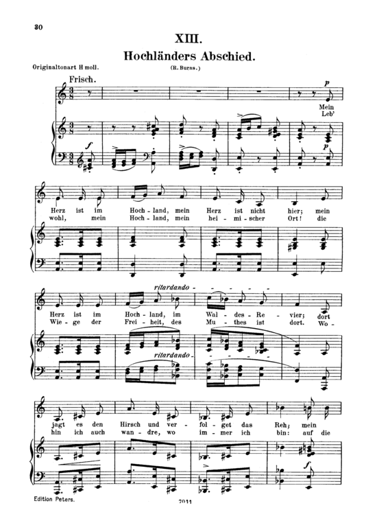 Hochl auml nders Abschied Op.25 No.13 (Gesang tief + Klavier) (Klavier  Gesang tief) von Robert Schumann