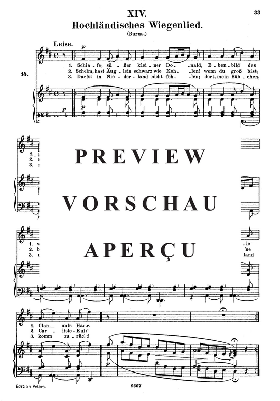 Hochl auml ndisches Wiegenlied Op.25 No.14 (Gesang hoch + Klavier) (Klavier  Gesang hoch) von Robert Schumann