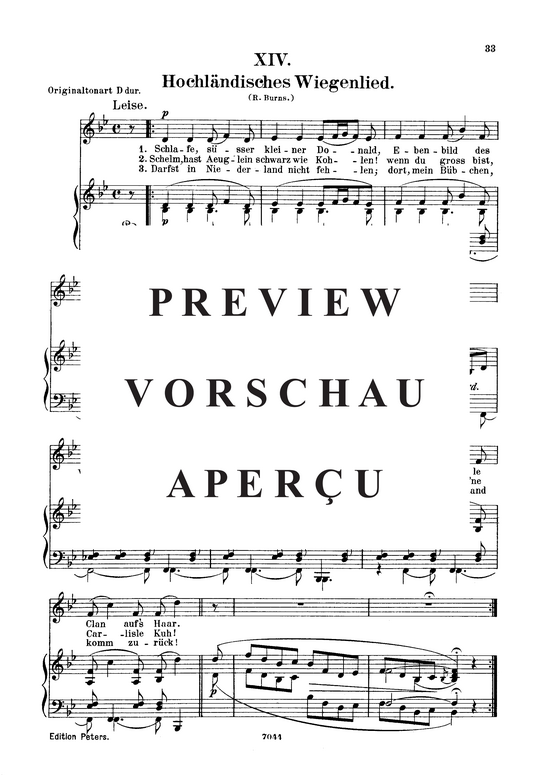 Hochl auml ndisches Wiegenlied Op.25 No.14 (Gesang tief + Klavier) (Klavier  Gesang tief) von Robert Schumann
