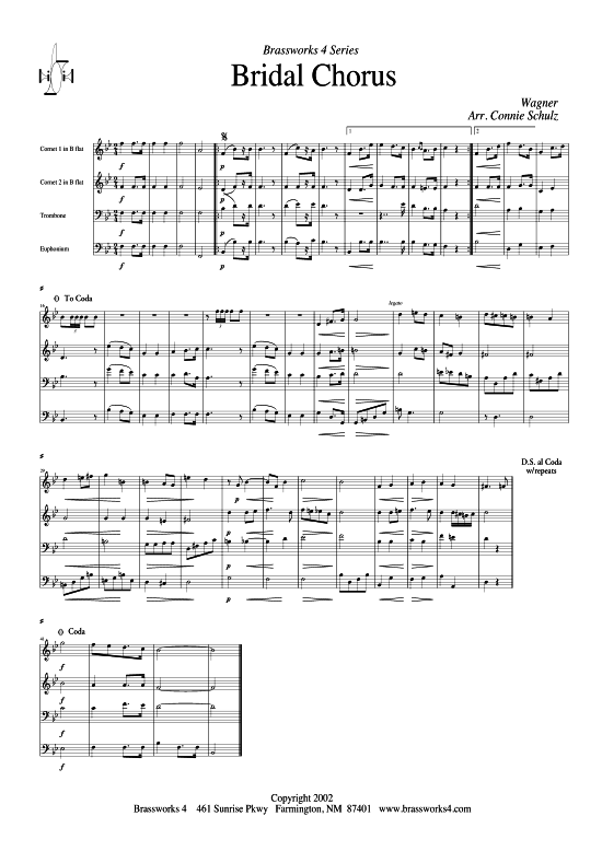 Hochzeitsmarsch (2xTromp in B Horn in F (Pos) Pos) (Quartett (Blech Brass)) von Richard Wagner