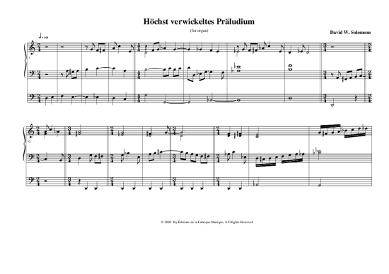 H chst verwickeltes Pr ludium (Orgel Solo) (Orgel Solo) von David W. Solomons