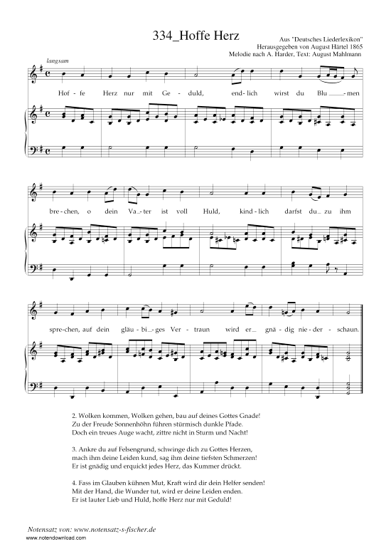 Hoffe Herz (Klavier + Gesang) (Klavier  Gesang) von nach A. Harder