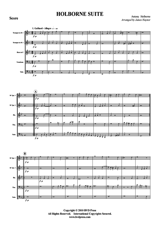Holborne Suite (Blechbl serquintett) (Quintett (Blech Brass)) von Anthony Holborne