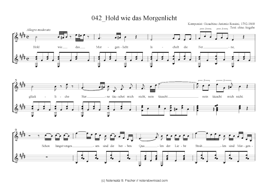 Hold wie das Morgenlicht (Gitarre + Gesang) (Gitarre  Gesang) von Gioachino Antonio Rossini 1792-1868 
