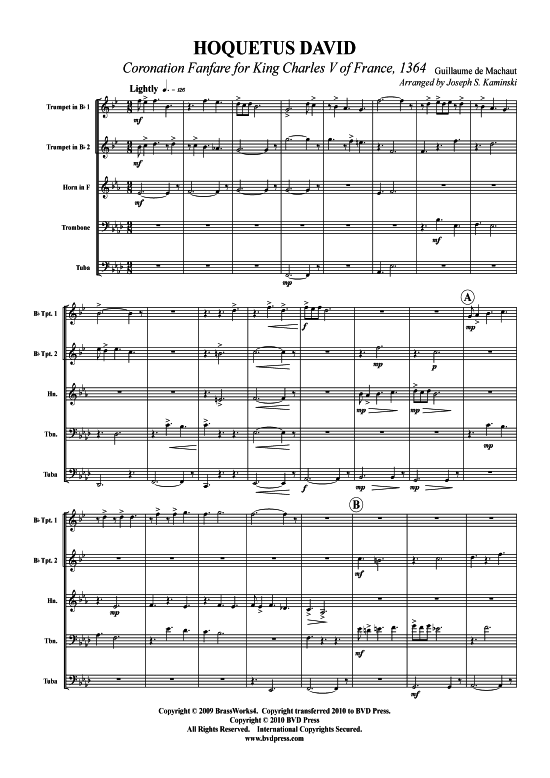 Hoquetus David (Blechbl serquintett) (Quintett (Blech Brass)) von Guillaume de Machaut
