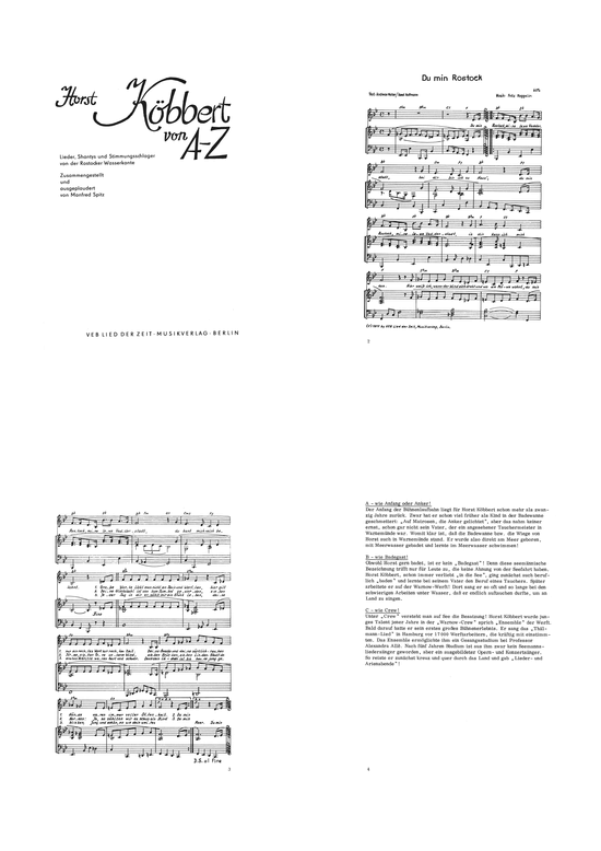 Horst K ouml bbert von A-Z (Klavier + Gesang) (Klavier Gesang  Gitarre) von Lieder Shantys und Stimmungsschlager von der Rostocker Wasserkante