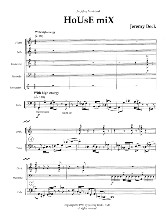 House Mix (Gemischtes Ensemble + Tuba Solo) (Ensemble (Gemischt)) von Jeremy Beck