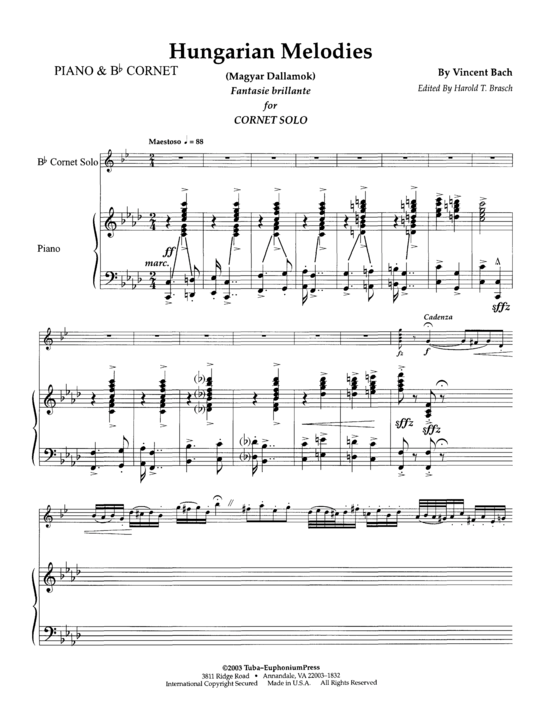 Hungarian Melodies (Euphonium Kornett + Klavier) (Klavier  Euphonium) von Vincent Bach