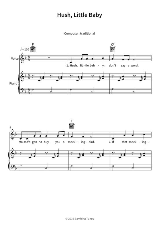 Hush Little Baby (Gesang + Klavier Gitarre) (Klavier  Gesang) von Lars Opfermann