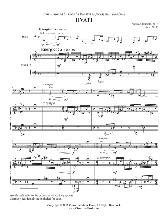 HVATI (Tuba + Klavier) (Klavier  Tuba) von Andrea Clearfield